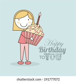 Birthday design over blue background, vector illustration