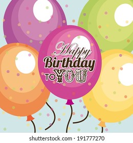 Birthday design over blue background, vector illustration