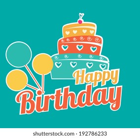 Birthday design over blue background, vector illustration