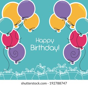 Birthday design over blue background, vector illustration