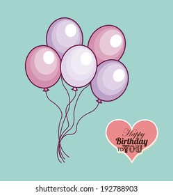 Birthday design over blue background, vector illustration
