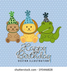 Birthday design over blue background, vector illustration