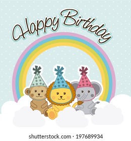 Birthday design over blue background, vector illustration