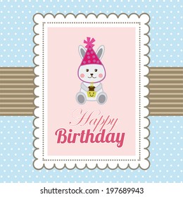 Birthday design over blue background, vector illustration