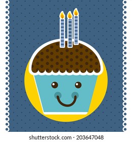 Birthday design over blue background, vector illustration