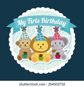 birthday design over  blue background vector illustration