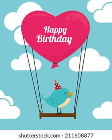 Birthday design over blue background, vector illustration