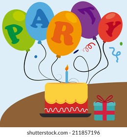 Birthday design over blue background, vector illustration