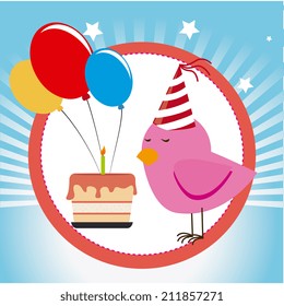 Birthday design over blue background, vector illustration