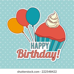 Birthday design over blue background, vector illustration