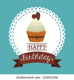 Birthday design over blue background, vector illustration 