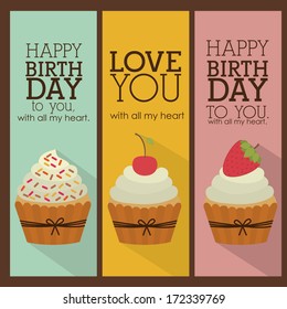 birthday  design over brown background vector illustration 