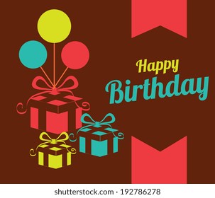 Birthday design over brown background, vector illustration