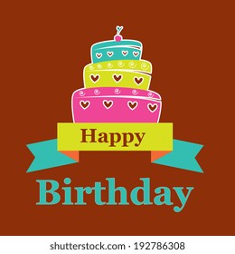Birthday design over brown background, vector illustration