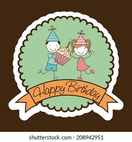 birthday design over brown background vector illustration