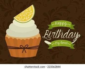 Birthday design over brown background, vector illustration 