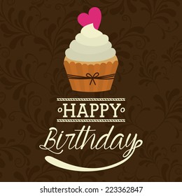 Birthday design over brown background, vector illustration 