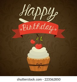 Birthday design over brown background, vector illustration 