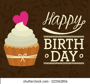 Birthday design over brown background, vector illustration 