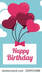 Birthday design over cloudscape background, vector illustration