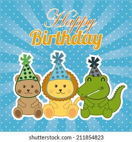birthday design over dotted  background vector illustration