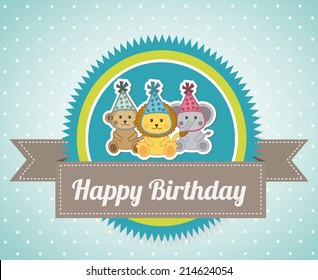 Birthday design over dotted  background, vector illustration