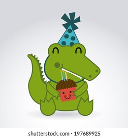 Birthday design over gray background, vector illustration