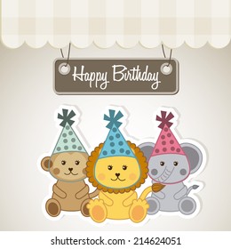 Birthday design over gray  background, vector illustration