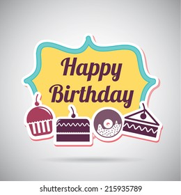 Birthday design over  gray background, vector illustration