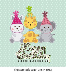 Birthday design over green background, vector illustration
