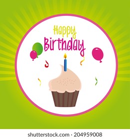 Birthday design over green background, vector illustration