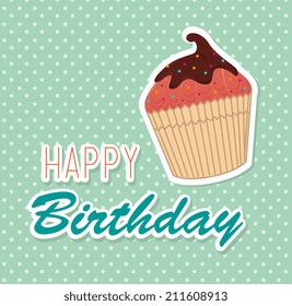 Birthday design over green background, vector illustration