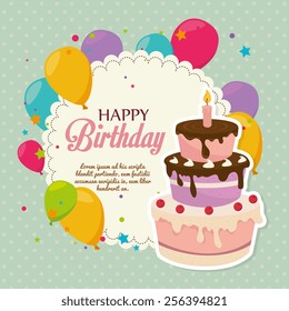 Birthday design over Green background, vector illustration.