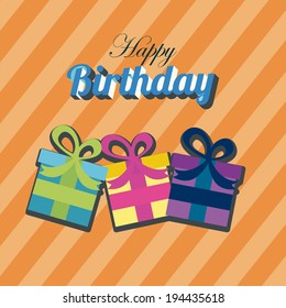 Birthday design over orange background, vector illustration