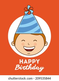 birthday design over orange background vector illustration