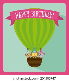 birthday design over  pink background vector illustration