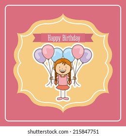 Birthday design over pink background, vector illustration