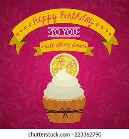 Birthday design over pink background, vector illustration 