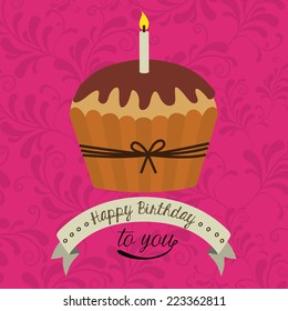 Birthday design over pink background, vector illustration 