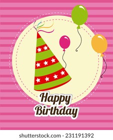 Birthday design over pink background,vector illustration