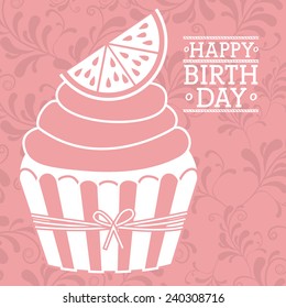 Birthday design over pink background,vector illustration.