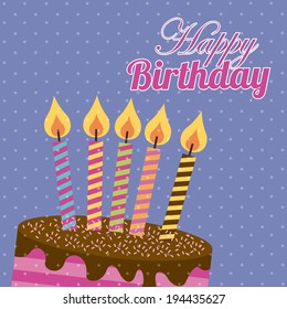 Birthday design over purple background, vector illustration