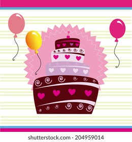 Birthday design over purple background, vector illustration