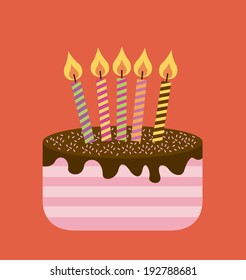 Birthday design over red background, vector illustration