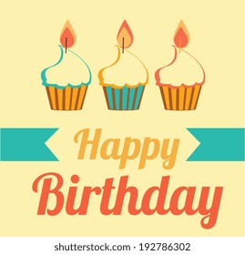 Birthday design over yellow background, vector illustration