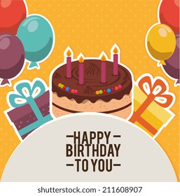 Birthday design over yellow background, vector illustration