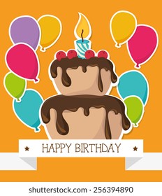 Birthday design over yellow background, vector illustration.