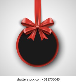 Birthday design template. Invitation banner with red bow ribbon. Holiday promotion poster. Vector illustration gift concept eps10