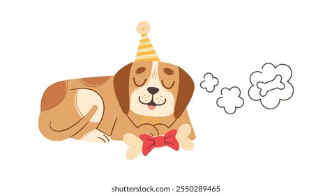 Birthday dog carrying sweet cake