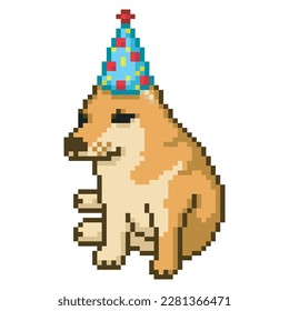 Birthday dog, pixel art meme